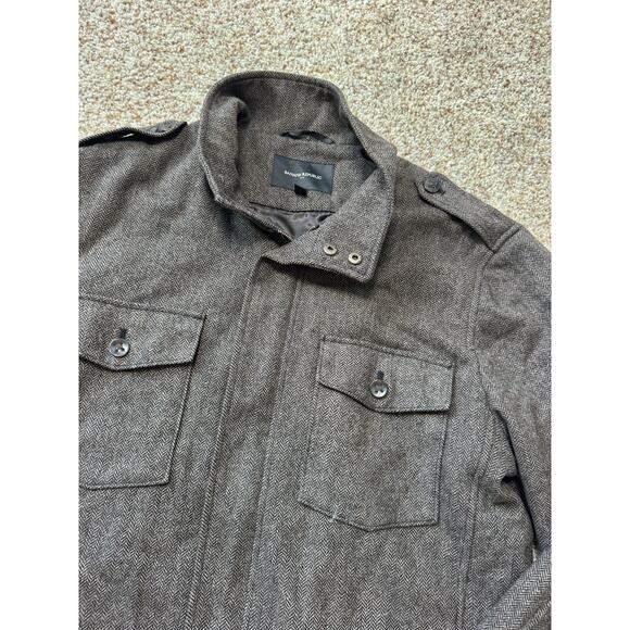 BANANA REPUBLIC Wool Tweed Men's Jacket/blazer/coat, size LG, gray/brown Shacket - Picture 13 of 13